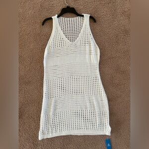 White Crochet Sleeveless beach coverup Cupshe L
